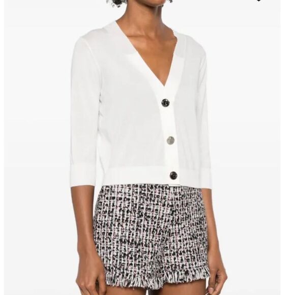 Tory Burch Cropped Cardigan Sweater Light Wasabi Green NEW - Picture 9 of 11